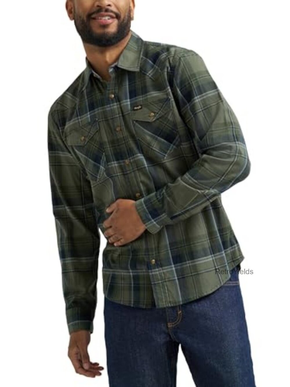 Regular Fit Western Snap Button Shirt Cotton Blend Long Sleeve